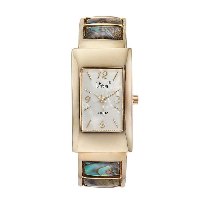 Vivani Women's Simulated Abalone Bangle Watch, Size: 2xl, Multicolor