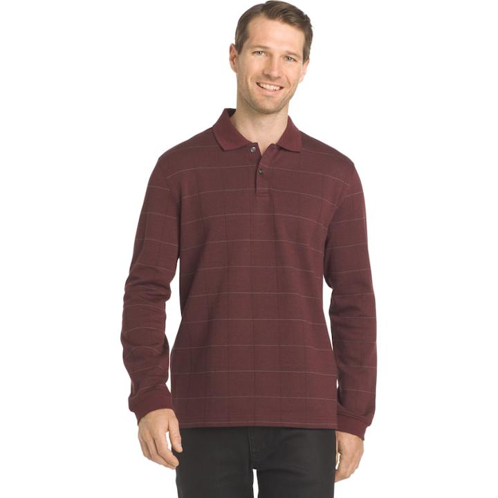 Big & Tall Van Heusen Jaspe Classic-fit Windowpane Stretch Polo, Men's, Size: 3xb, Med Red