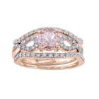 10k Rose Gold Morganite & 1/5 Carat T.w. Diamond Infinity Engagement Ring Set, Women's, Pink
