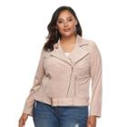 Plus Size Jennifer Lopez Faux-suede Moto Jacket, Women's, Size: 0x, Pink