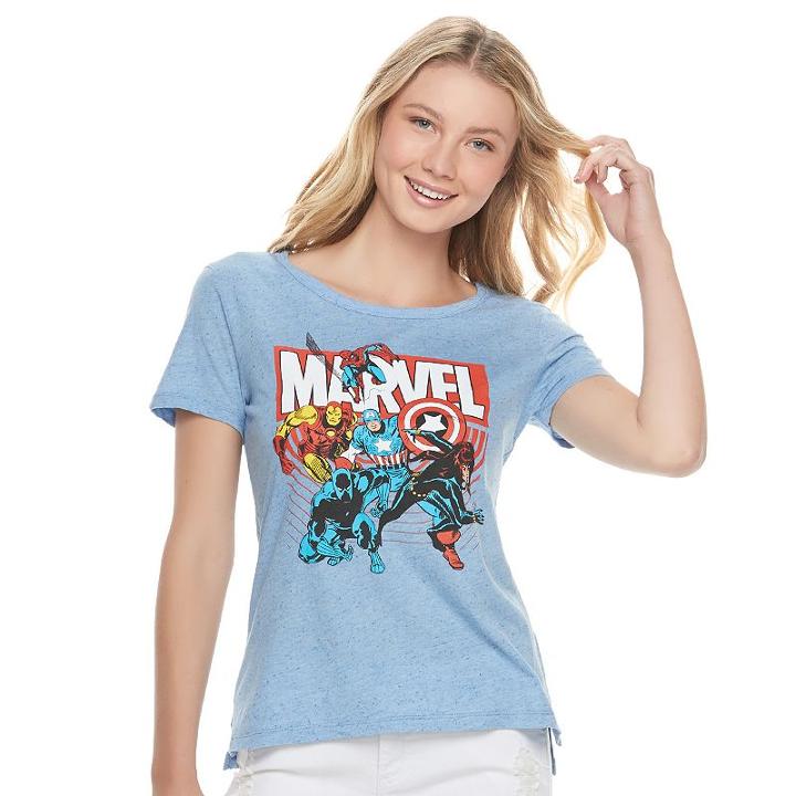 Juniors' Marvel Superheroes Graphic Tee, Girl's, Size: Xl, Med Blue