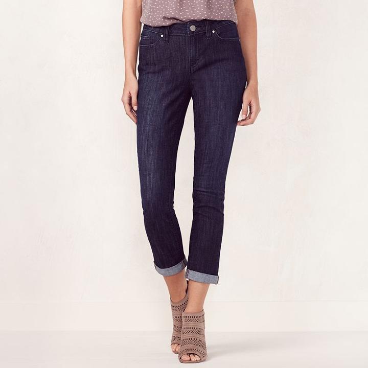 Women's Lc Lauren Conrad Cuffed Skinny Capri Jeans, Size: 8, Dark Blue