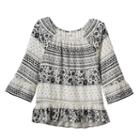 Girls 7-16 Mudd&reg; Patterned Textured Bell Sleeve Peasant Top, Girl's, Size: 12, White Oth