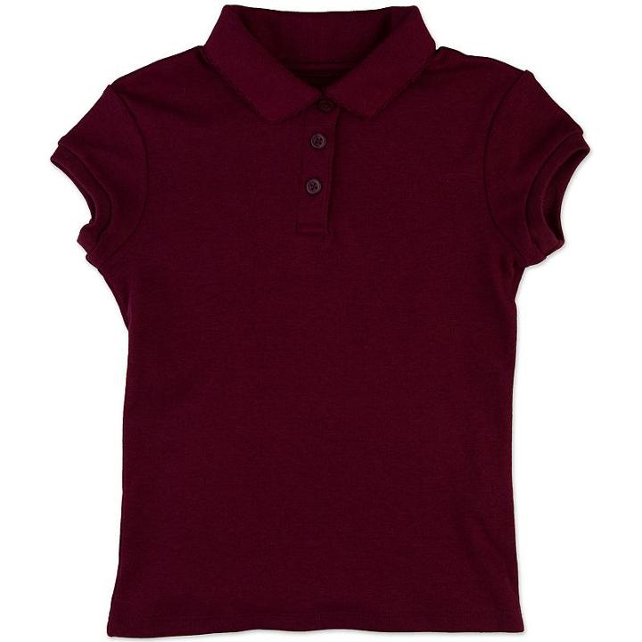 Girls 7-16 Chaps Picot School Uniform Polo, Girl's, Size: 12-14, Dark Red