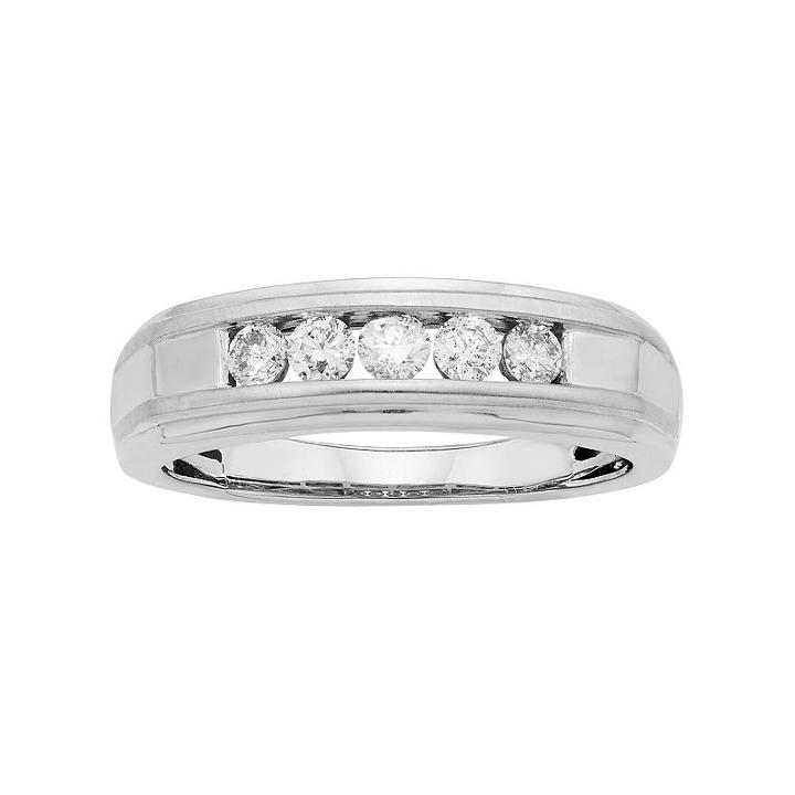 Men's 14k White Gold Igl Certified 1/4 Carat T.w. Diamond Wedding Band, Size: 11.50