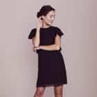 Lc Lauren Conrad Dress Up Shop Collection Ruffle Shift Dress - Women's, Size: 14, Black