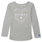 Girls 4-6x Adidas Heart Logo Graphic Tee, Size: 6, Dark Grey