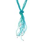 Simulated Turquoise Seed Bead Long Tassel Necklace, Women's, Turq/aqua