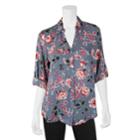 Juniors' Iz Byer Roll-tab Shirt, Teens, Size: Xs, Denim Floral