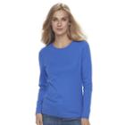 Women's Croft & Barrow&reg; Crewneck Tee, Size: Xs, Blue (navy)