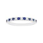 14k White Gold 1/8 Carat T.w. Diamond & Sapphire Stack Ring, Women's, Size: 5, Blue
