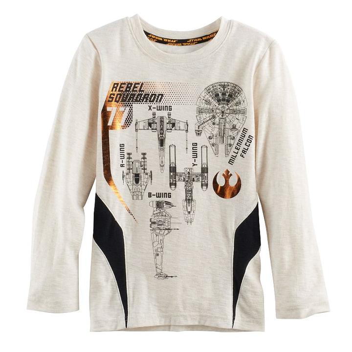 Boys 4-7x Star Wars A Collection For Kohl's Rebel Squadron 77 Starships Graphic Tee, Size: 7, Lt Beige
