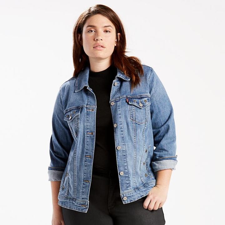 Plus Size Levi's Denim Trucker Jacket, Women's, Size: 2xl, Med Blue