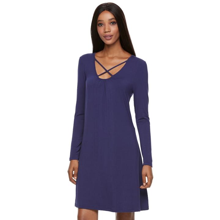 Women's Jennifer Lopez Crisscross Shift Dress, Size: Xxl, Purple