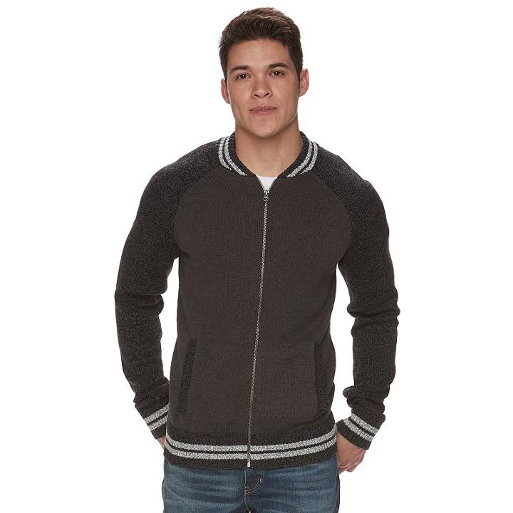 Men's Urban Pipeline&reg; Bomber Jacket Sweater, Size: Medium, Dark Grey