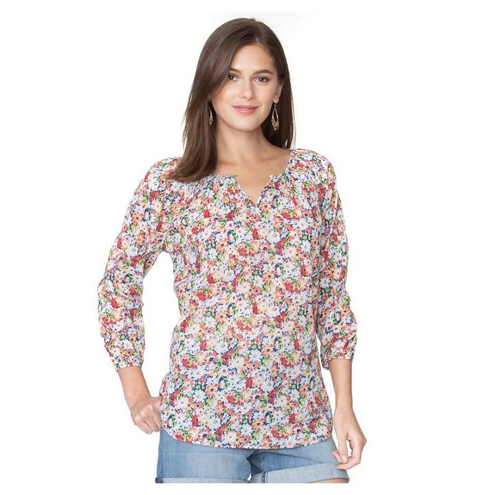 Petite Chaps Printed Georgette Blouse, Women's, Size: S Petite, Pink Ovrfl
