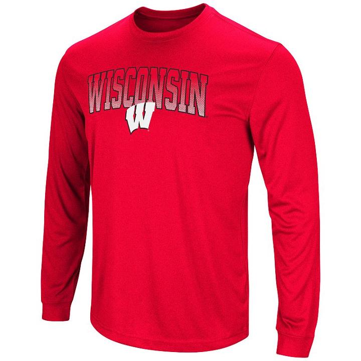 Men's Colosseum Wisconsin Badgers Gradient Long-sleeve Tee, Size: Xl, Dark Red