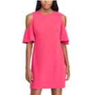 Women's Chaps Ruffle Cold-shoulder A-line Dress, Size: 2, Pink