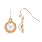 Lc Lauren Conrad Simulated Pearl Cabochon Drop Earrings, Women's, White Oth