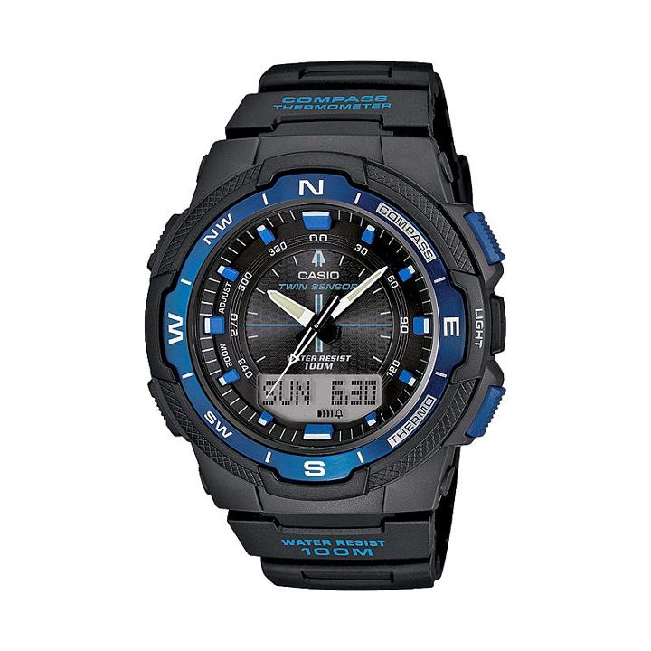 Casio Men's Twin Sensor World Time Analog & Digital Chronograph Watch, Black