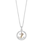Timeless Sterling Silver Two Tone Cubic Zirconia Anchor Pendant Necklace, Women's, Size: 18