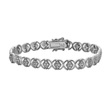 Sterling Silver 1-ct. T.w. Diamond Crisscross Bracelet, Women's, Size: 7.5, White