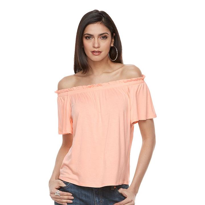 Women's Jennifer Lopez Off-the-shoulder Tee, Size: Medium, Brt Orange