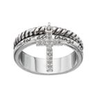 Love This Life Silver Plated Cubic Zirconia Faith Cross Charm Ring, Women's, Size: 9, Grey