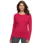 Women's Croft & Barrow&reg; Essential Cable-knit Crewneck Sweater, Size: Large, Dark Pink