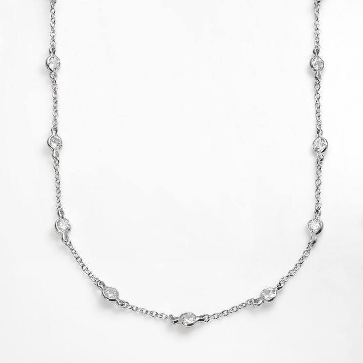 Sophie Miller Sterling Silver Cubic Zirconia Station Necklace, Women's, Size: 18, White