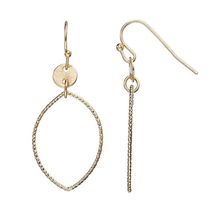 Lc Lauren Conrad Textured Marquise Drop Earrings, Women's, Gold