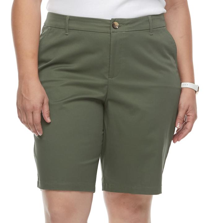 Plus Size Croft & Barrow&reg; Essential Bermuda Shorts, Women's, Size: 18 W, Dark Green