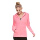 Women's Tek Gear&reg; Fleece Hooded Thumb Hole Jacket, Size: Medium, Med Pink