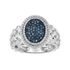 Sterling Silver 1/4 Carat T.w. Blue Diamond Oval Ring, Women's, Size: 7