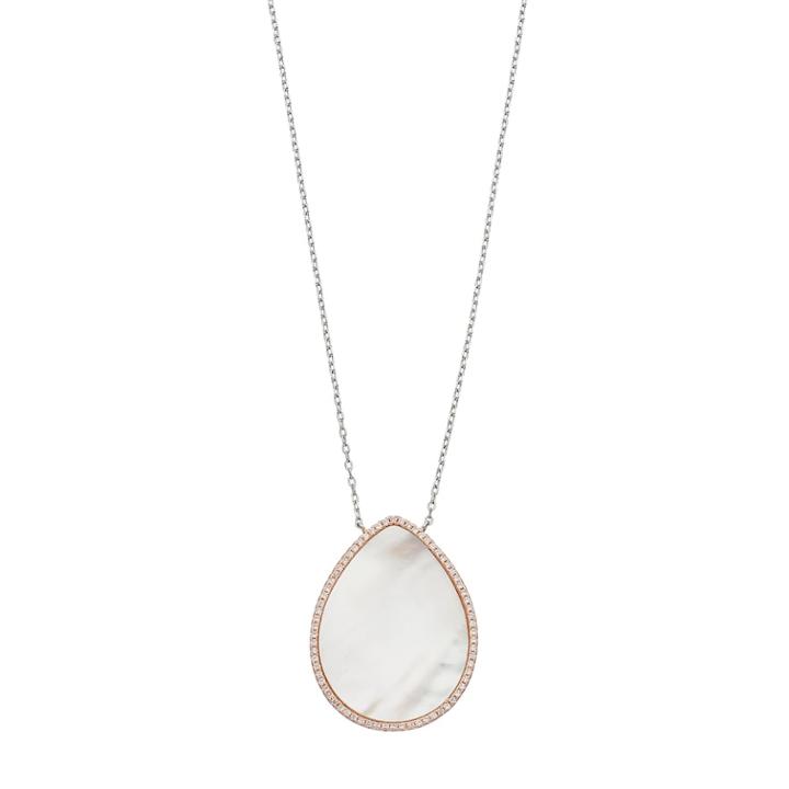 Sterling Silver Mother-of-pearl & Cubic Zirconia Teardrop Pendant Necklace, Women's, White