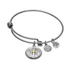 Love This Life Crystal Stainless Steel & Silver-plated Faith Charm Bangle Bracelet, Women's, Grey