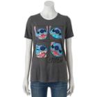 Disney's Lilo & Stitch Juniors' Face Expressions Short Sleeve Graphic Tee, Teens, Size: Xs, Grey (charcoal)