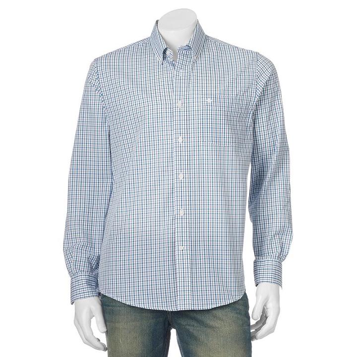 Men's Dockers&reg; No-wrinkle Plaid Button-down Shirt, Size: Xl, Green Oth