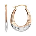 10k Gold Tri-tone Oval Hoop Earrings, Women's, Multicolor