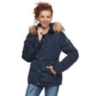 Juniors' Madden Nyc Faux-fur Short Puffer Jacket, Teens, Size: Large, Blue (navy)
