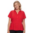 Plus Size Dana Buchman Release-pleat Blouse, Women's, Size: 1xl, Med Red