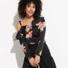 K/lab Floral Off-shoulder Blouse, Teens, Size: Xl, Black