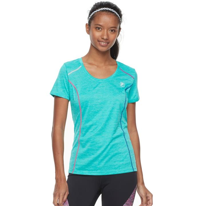 Women's Fila Sport&reg; Space-dyed Short Sleeve Tee, Size: Medium, Turquoise/blue (turq/aqua)