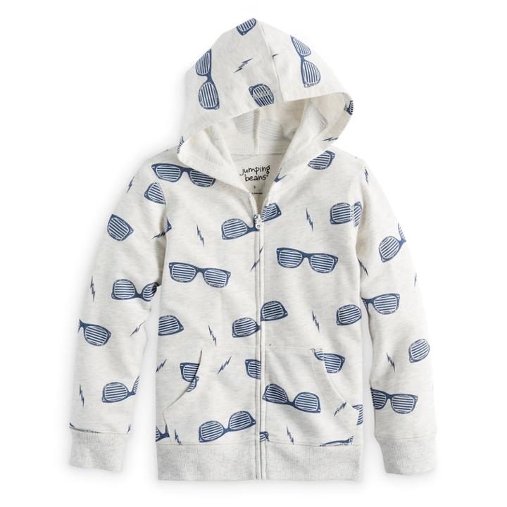 Boys 4-10 Jumping Beans® Patterned Zip Hoodie, Size: 8, Light Grey