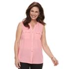 Women's Croft & Barrow&reg; Sleeveless Henley Shirt, Size: Small, Light Pink