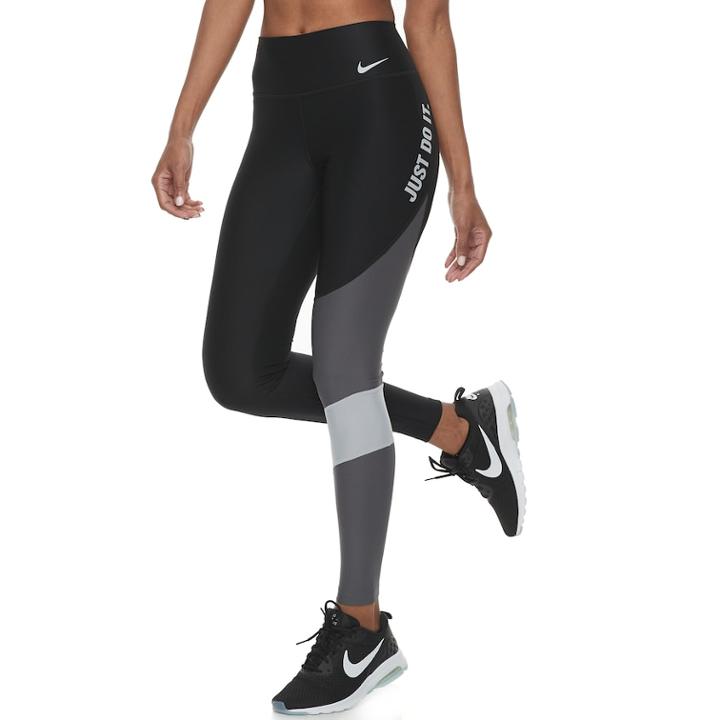 Women's Nike Power Graphic Training Midrise Tights, Size: Medium, Grey (charcoal)