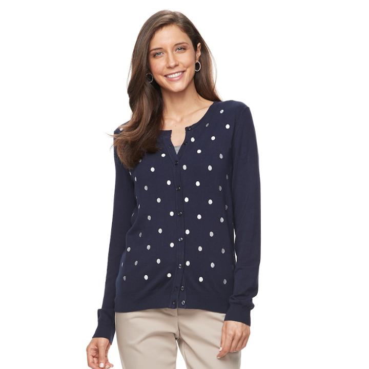 Women's Croft & Barrow&reg; Button-down Cardigan, Size: Xl, Blue
