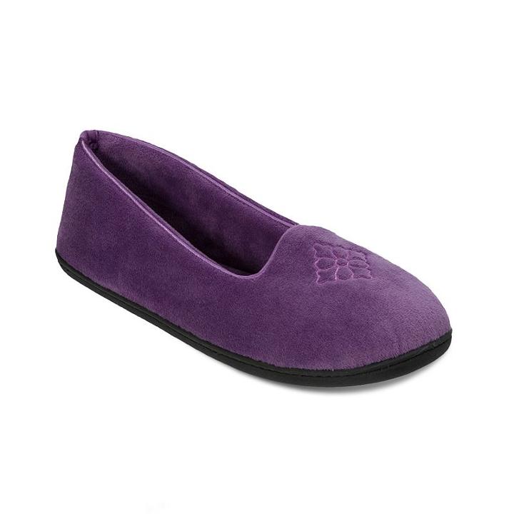 Dearfoams Velour Closed-back Slippers, Women's, Size: Large, Purple