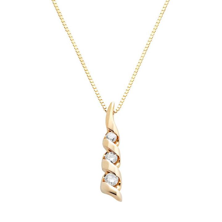 Sirena Collection 14k Gold 1/8-ct. T.w. Diamond Journey Pendant, Women's, Yellow