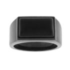 Lynx Stainless Steel Black Ion Black Agate Ring - Men, Size: 11, Multicolor